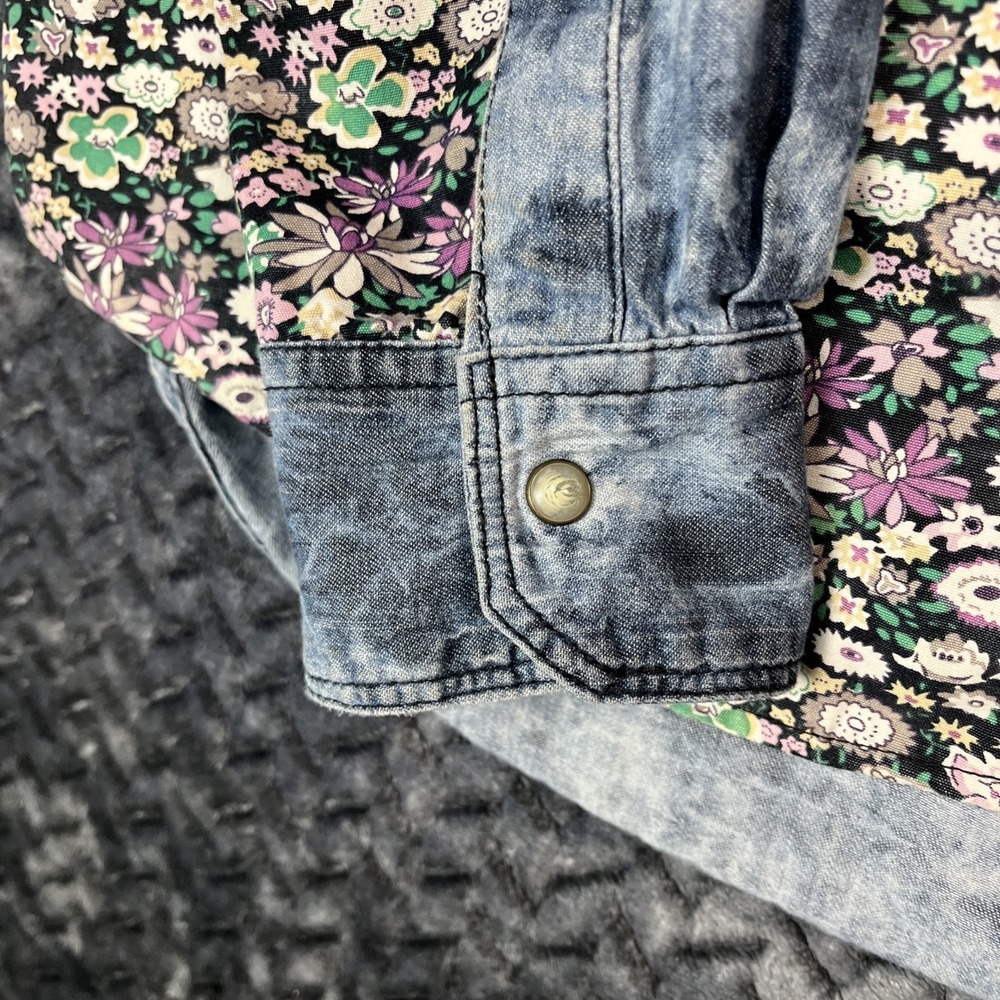Winchester Premium Pearl Snap Shirt Men's L Western Floral Print Denim Retro L/S - Picture 7 of 12